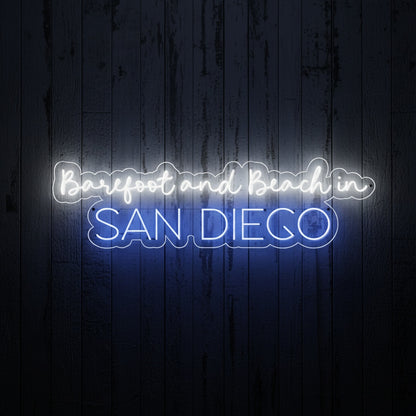 Custom City Barefoot and Beach LED Neon Sign, Beach Theme Neon Sign