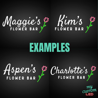 Flower Bar Name LED Neon Sign for Bridal Shower