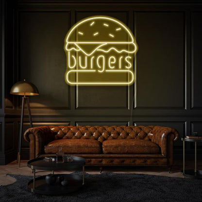 Burgers LED Neon Sign